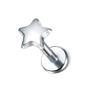 ต่างหูหมุดเจาะหูทำจากเหล็กสำหรับ316L เจาะหูมีห่วงรูปแมวต่างหูรูปดาวที่ติ่งหู - Product Image 2