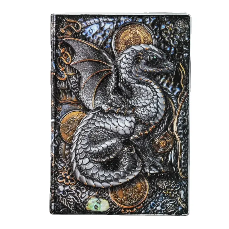 1pcs Retro 3D Dragon A5 Notebook Journal Embossed 80-Page Thermal Bound Planner with Handmade Leather Cover Office Supplies Gift