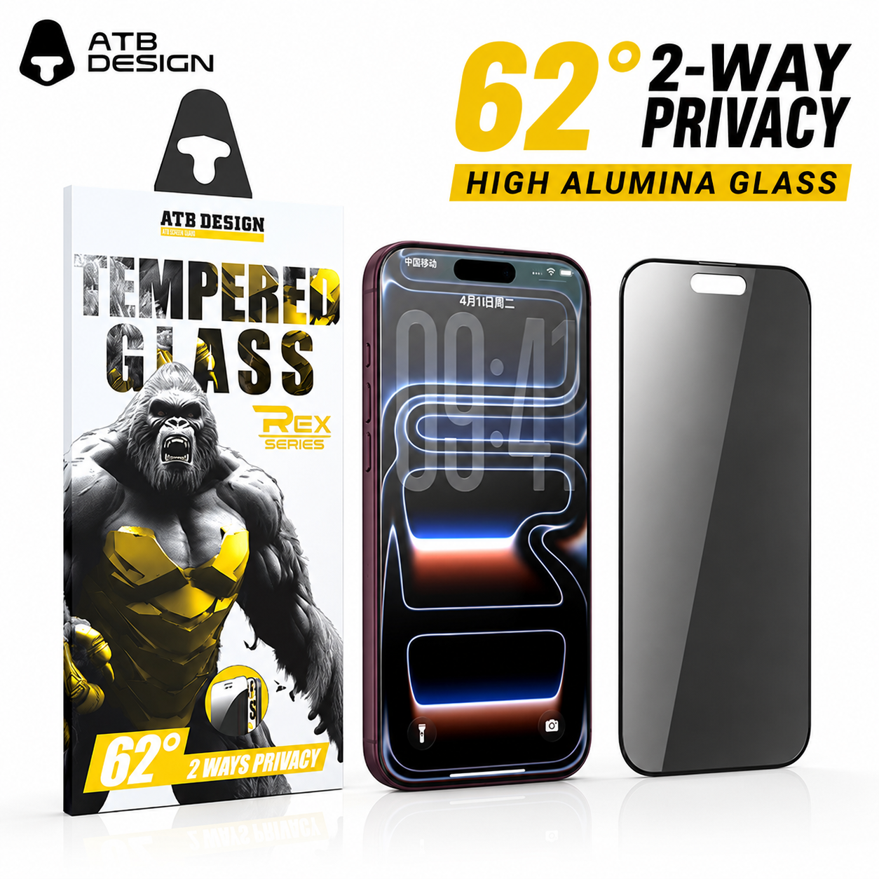62 ° Cristal Templado de Privacidad