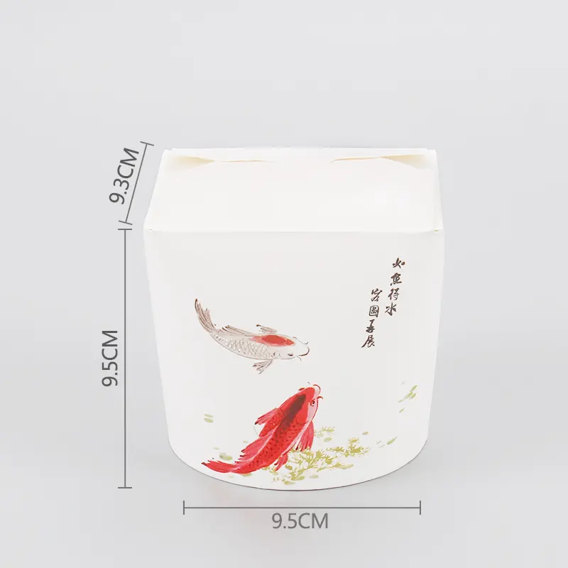 Boîte à lunch en papier cuisine 26oz, jetable, motif koi, style chinois, pâtes en papier pour la nourriture, à emporter