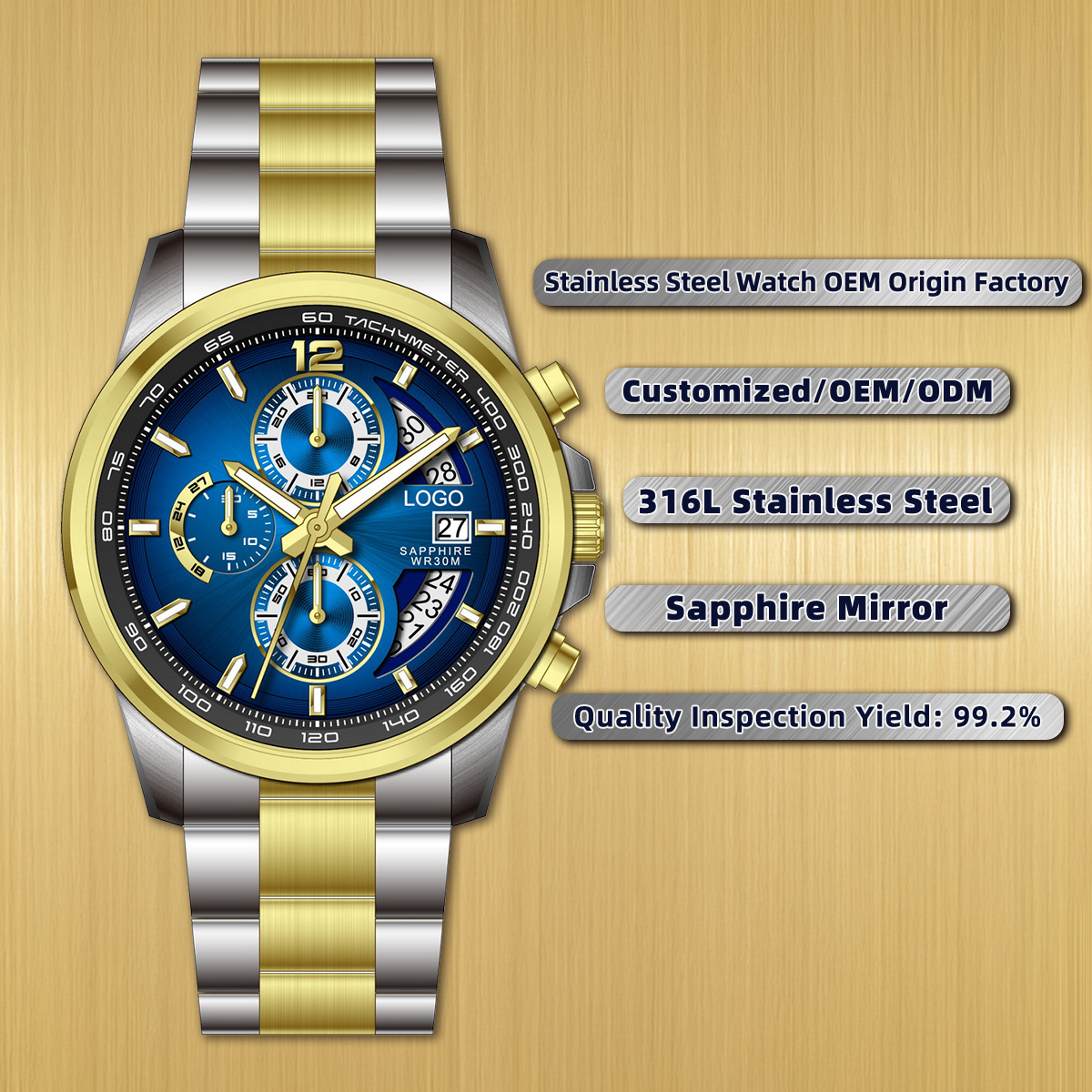 Silver/Gold/Black/Blue/Blue