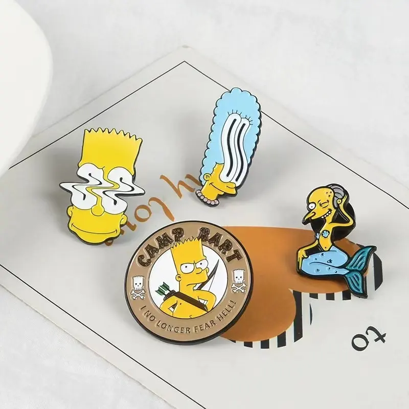 Simpson Mr. Marge Anime personnage de dessin animé broche humour comédie sirène torsion BART CAMP émail broches Badge personnalisé enfants bijoux