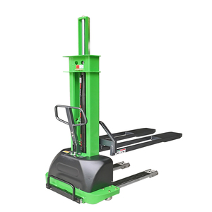 Carretilla elevadora apiladora de paletas de carga automática verde de 1 tonelada y 1,3 metros asequible para carga de camiones y contenedores