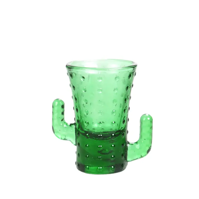 2Oz Shot Glas Groene Kleur Glas Cactus Vorm Shot Glazen Drinkbekers
