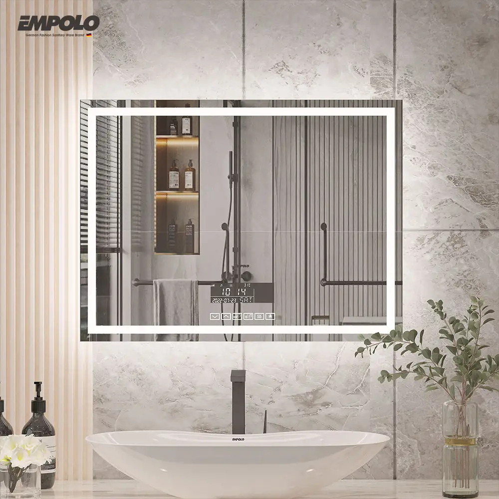 Espelho de parede moderno para casa, decoração, espelho de led, iluminado, inteligente, touch screen, espelho, decorativo, para banheiro
