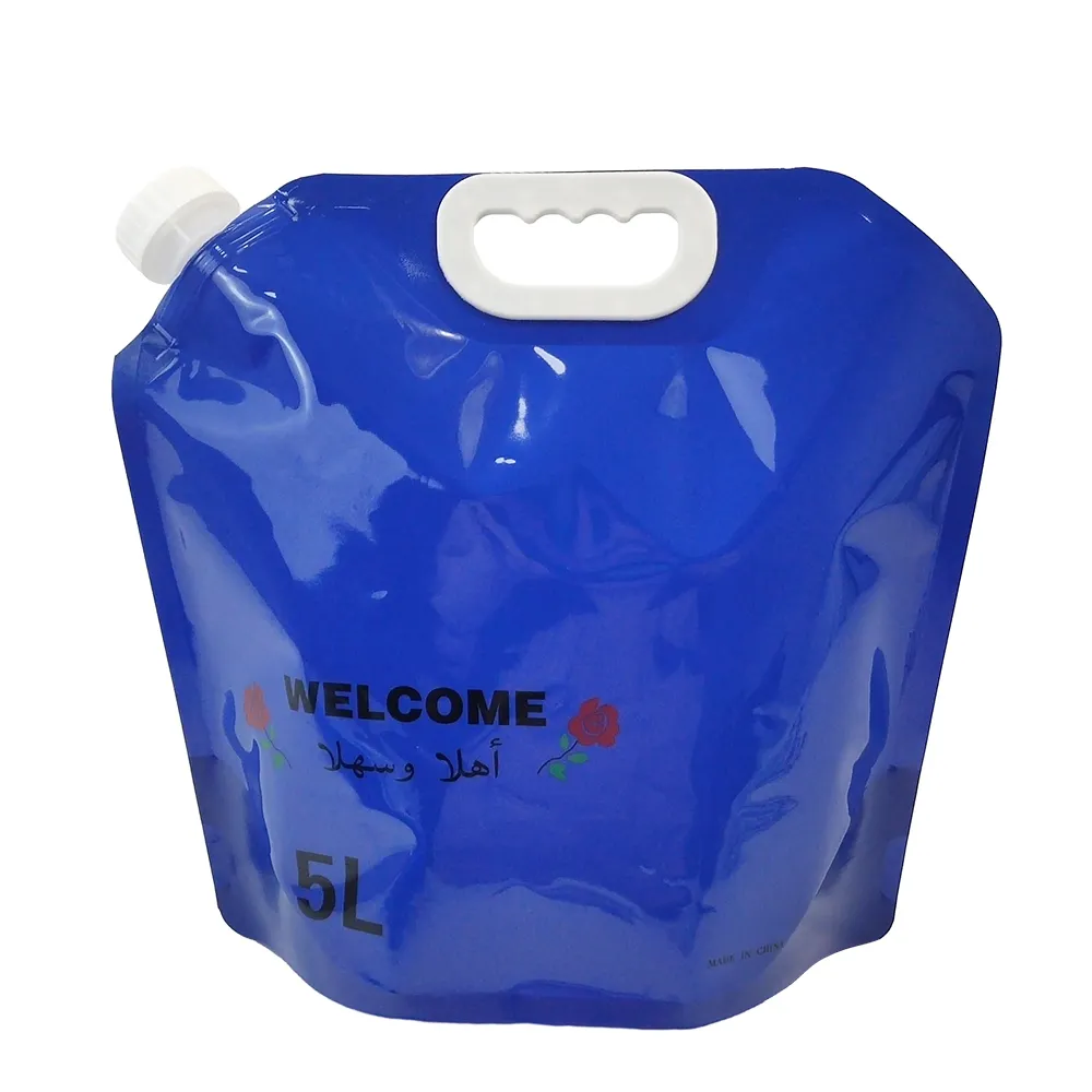 Reusable blue with plastic handle Easy to Use custom printing spouted pouch leakproof shaped pouch with nozzle