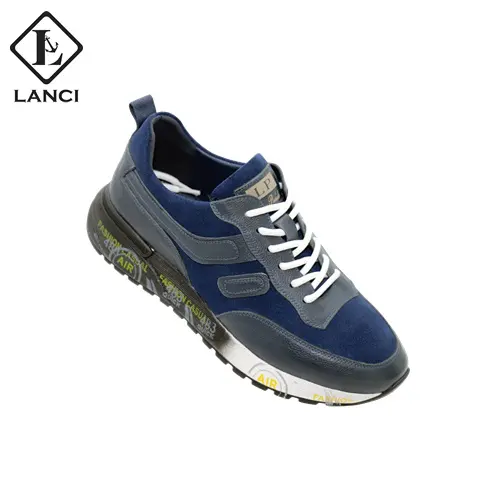 LANCI OEM Fabricante de calzado en China Negro Chunky Zapatos de cuero italiano para los hombres Zapatillas de deporte de lujo