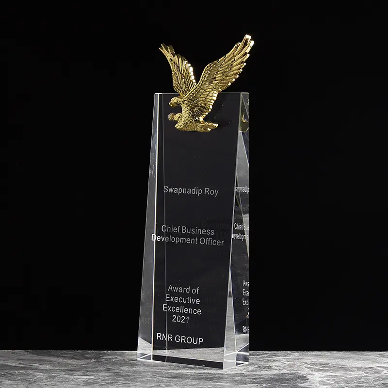 Premio personalizzato per il trofeo di cristallo personalizzato per la riunione annuale della società di artigianato creativo in metallo