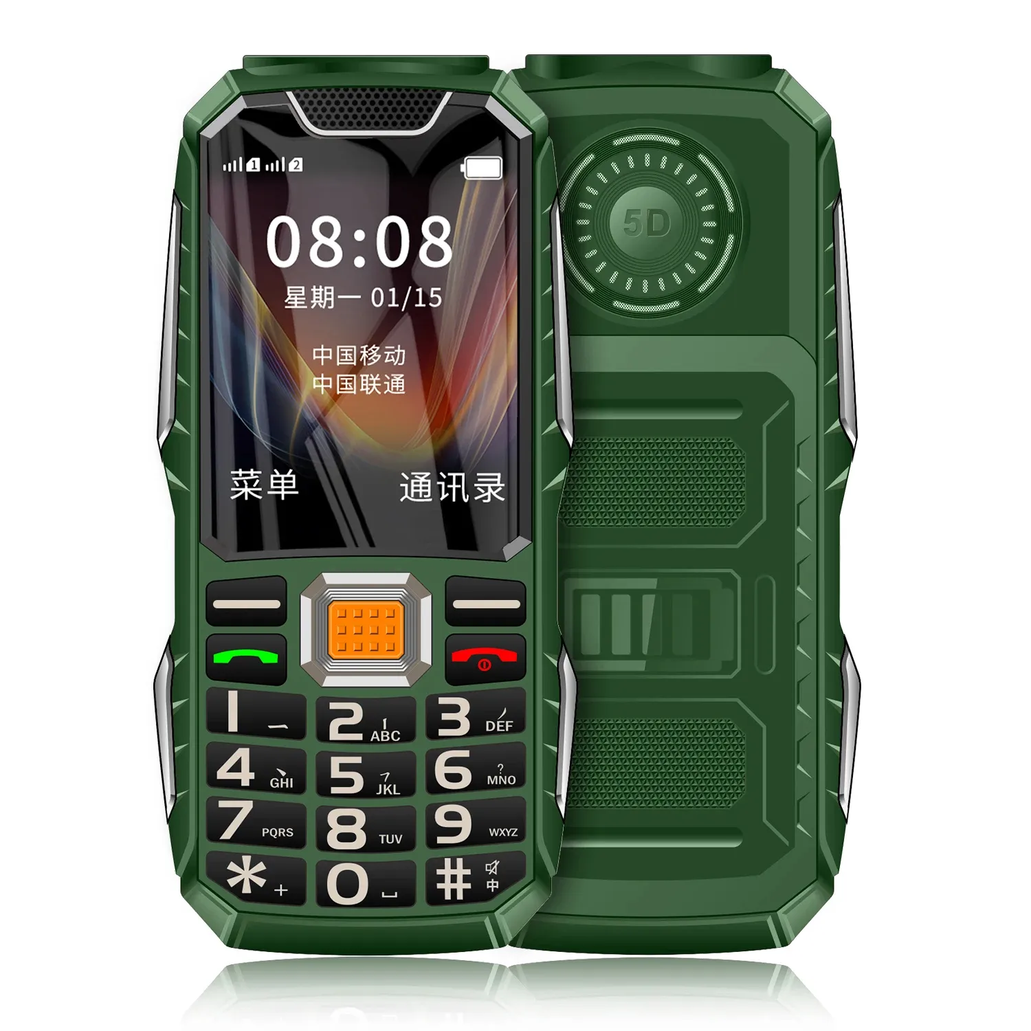 Rugged Mobile Phone 2.4 Inch Dual Sim Bluetooth Dual Flashlight FM Big Horn Dustproof Shockproof Cheap Push Button CellPhone