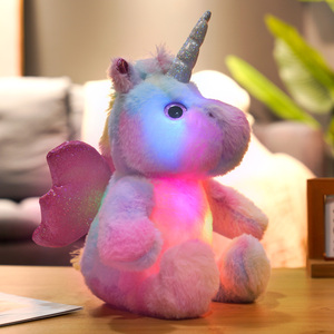 30cm fabrika toptan tek boynuzlu at pelüş oyuncak yedi ışıkları ucuz yumuşak oyuncaklar Led Luminos peluş