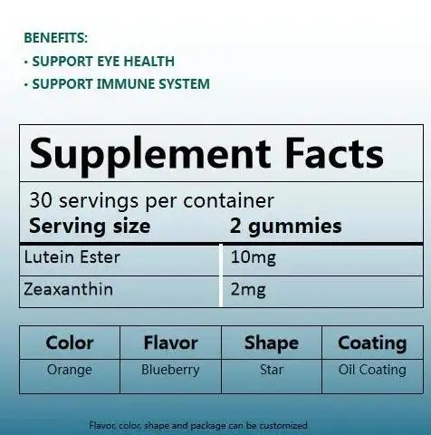 Pection gula bebas kesehatan mata Gummy Lutein & Zeaxanthin dewasa perawatan mata Vitamin Gummy