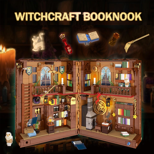 Cayi cuốn sách Nook Kit nhựa ma thuật phù thủy thủ công xây dựng khối thu nhỏ nhà Kit cuốn sách Nook thắp sáng kệ sách trang trí nhà bookend - Product Image 2