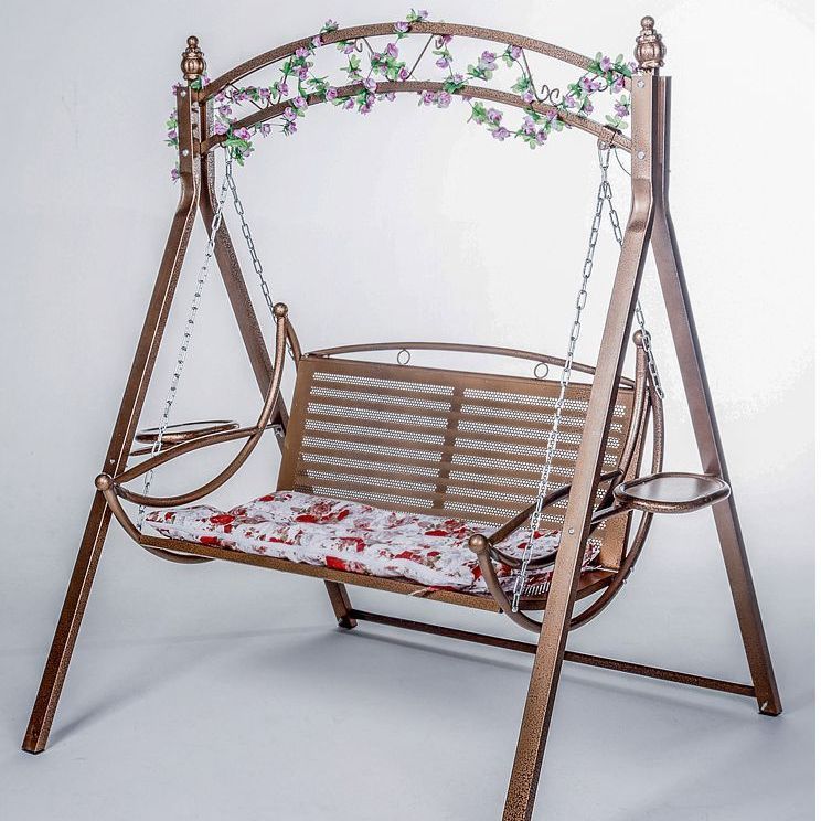 Balançoire dorée de luxe 1 coussin lanterne fleur vigne