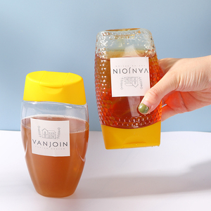 逆さまの食品グレード<span class=keywords><strong>250g</strong></span>ペットプラスチックケチャップジャムソース蜂蜜スクイーズ包装ボトル蜂蜜用シリコンバルブキャップ付き