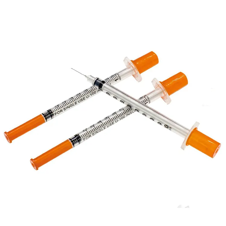 Groothandelsprijs Oranje Top Steriele Veiligheid Medische Wegwerp Diabetische Spuit U-100 U-40 0.5Ml 1Ml Insulinespuit