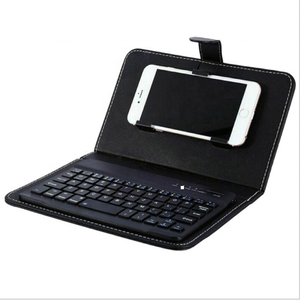 Mini teclado desmontable inalámbrico Bluetooth portátil con Funda de cuero para teléfonos Android