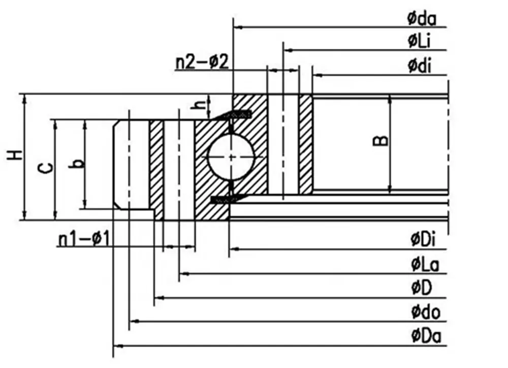 E.950.20.00.B 772x950.1x56mm VSA200844N ingranaggio esterno a quattro punti di contatto con cuscinetti ad anello girevole per escavatore