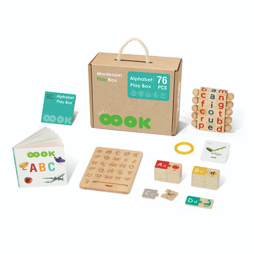 Montessori Alphabet boîte de jeu en bois orthographe blocs anglais lettre Word Board jouets d'apprentissage pour les enfants