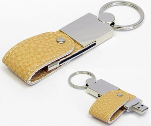 高品质散装廉价流行风格皮革材料u盘带定制标志创意u盘 - Product Image 1