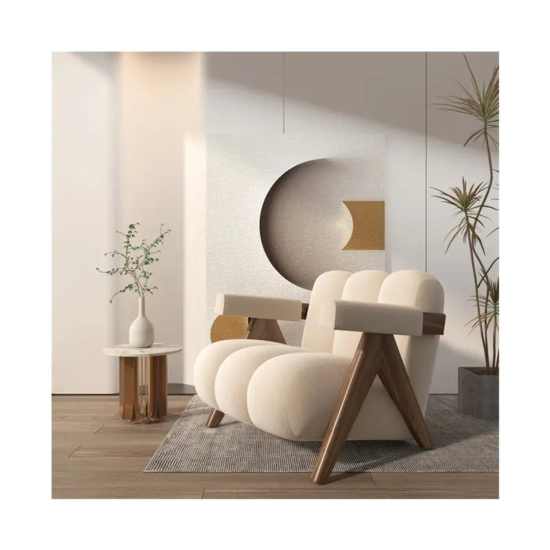 Moderno Luxo Accent Boucle Arm Chair Two Womb Lounge Hotel Lobby Chair Quarto Tecido Conforto único Shell Sofá Para Sala de estar