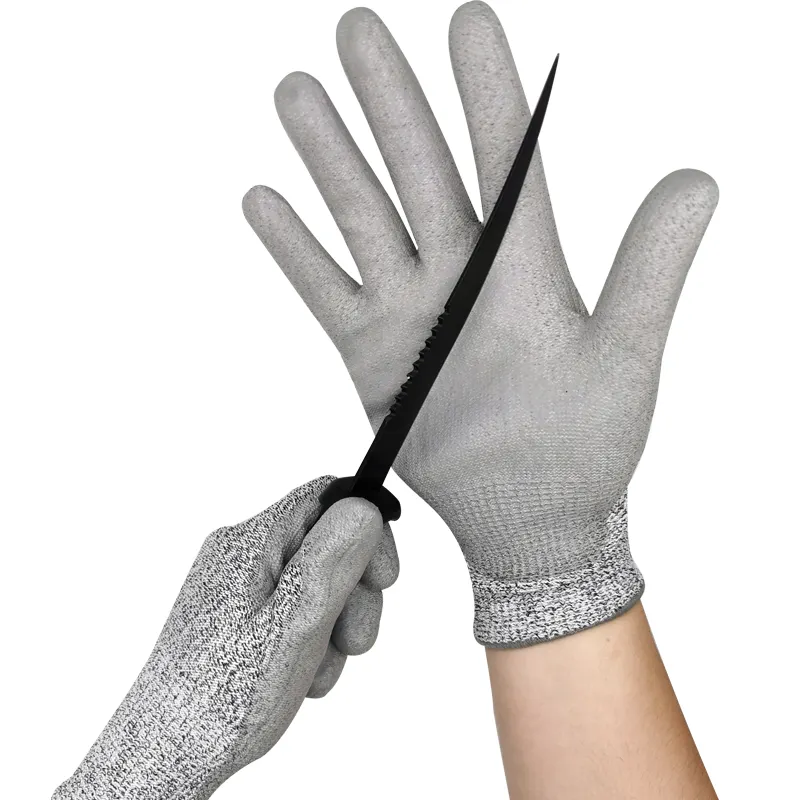 HOT En388 Anti-cut Construction Gloves PU Coated Cut Resistant Work Gloves Level 5 Anti Cut Gloves
