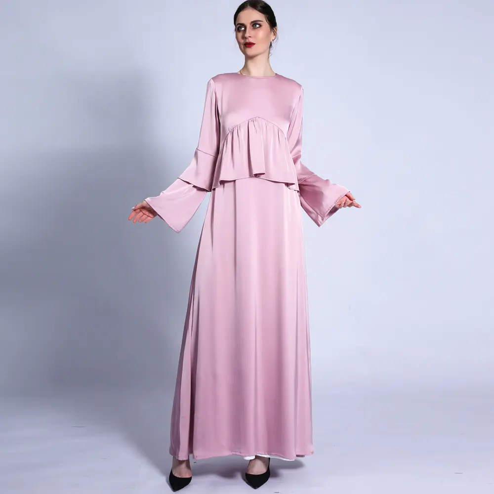 Yibaoli – robe turque de haute qualité, robe musulmane en satin de soie, abaya longue