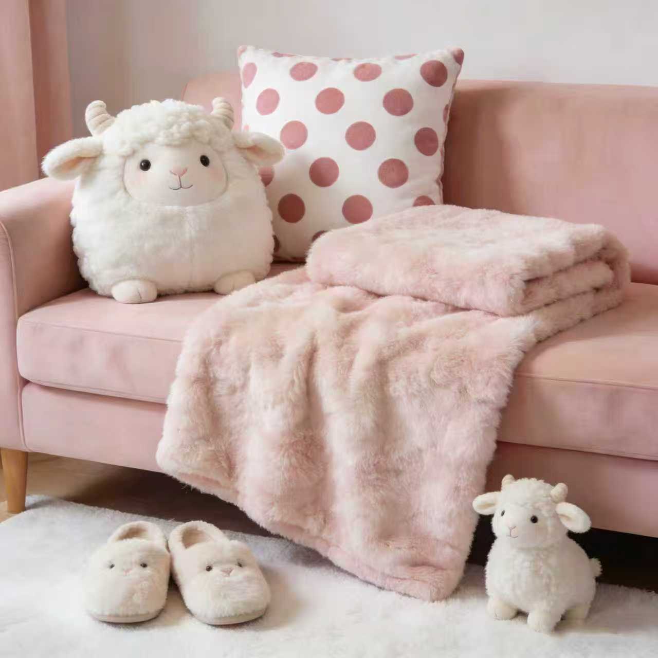 Couverture en peluche personnalisée, oreiller, chaussons