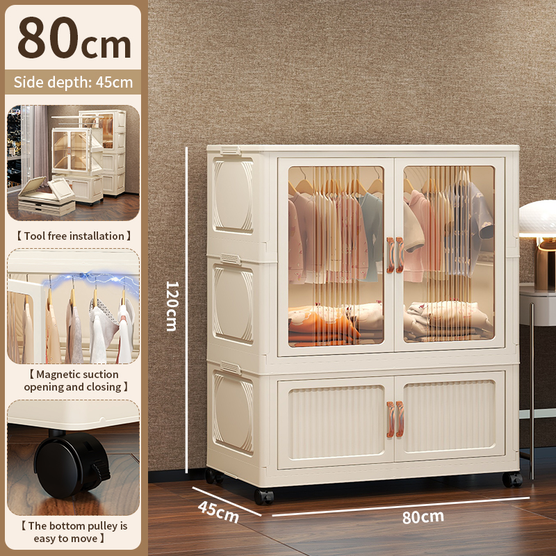 80cm-1capa+doble puerta+Blanco Transparente
