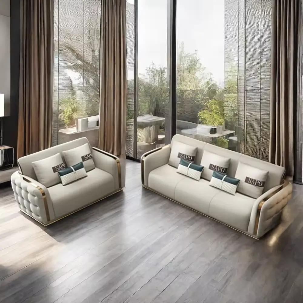 Mayoristas Chesterfield hogar muebles Banco tapizado hogar diseño sofás sofá 7 plazas sala de estar muebles