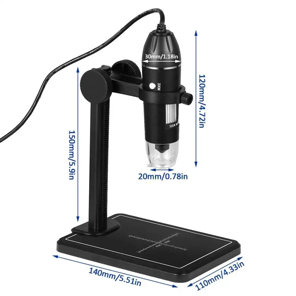 Microscópio digital usb, microscópio digital usb conexão usb da indústria médica vidro de ampliação eletrônica suporte de elevação 500x/1000x/1600x