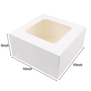 白纸面包盒方形纸板一次性12x6 12英寸包装蛋糕盒带窗口 - Product Image 2