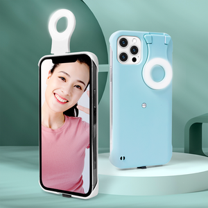 Üç ışık modelleri cep akıllı telefon kılıfı mobil cep telefonu durumda kabuk için Selfie LED halka dolgu kısılabilir ışık ile - Product Image 5