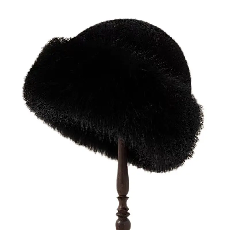 قبعة شتوية جديدة سميكة دافئة مقلدة من الفرو ، قبعة صياد منفوشة بسيطة ، قبعة شعر المنك التقليد للسيدات ، قبعة منغولية