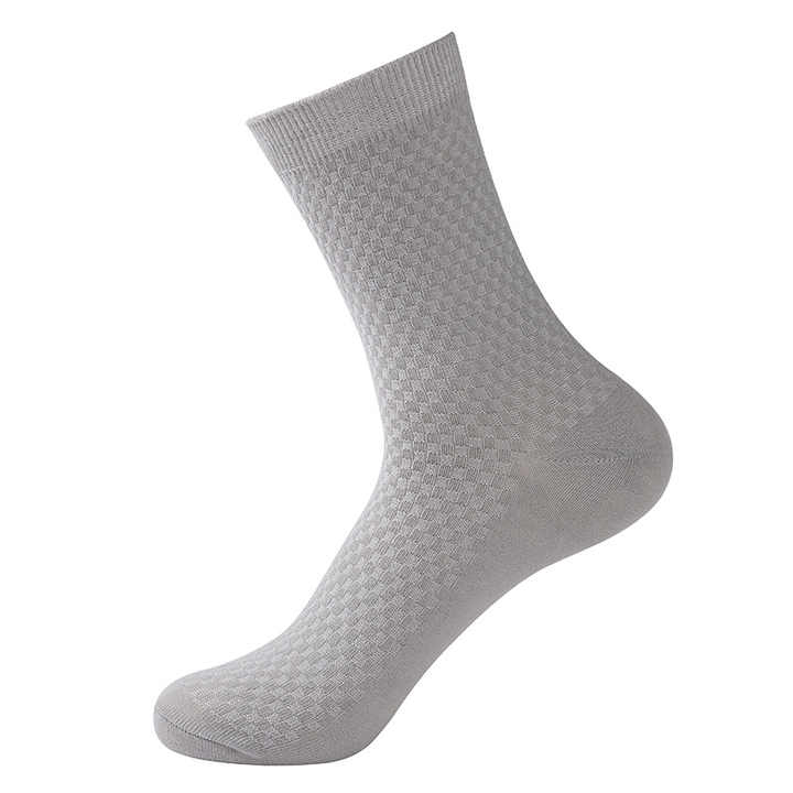 Kaus kaki bisnis kasual pria, kaus kaki kru Anti bau Anti jamur, kasual bisnis, warna polos, serat bambu, klasik, untuk pria