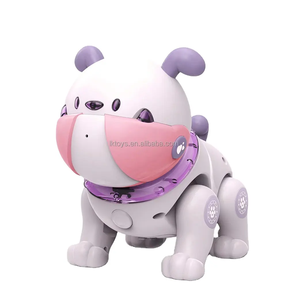 Juguete de perro robot con control remoto con interacción táctil, modo de música relajante grabable, regalo de luz LED para chico