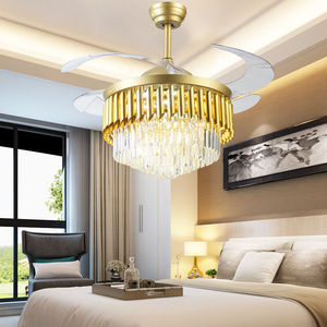 可调光隐形伸缩式吊灯LED风扇户外和遥控低瓦不锈钢吊扇带灯 - Product Image 5