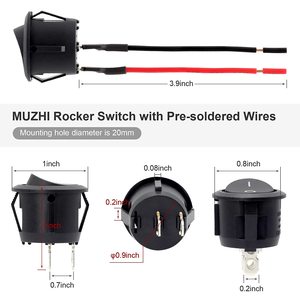 15mm Hole Size Mini Rocker <strong>Switch</strong> 12 Volt on Off Toggle <strong>Switch</strong> with Pre-Wired 6A/250V 10A/125V AC 12V DC Electrical <strong>Switches</strong> - Product Image 2