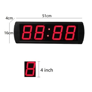 Stile moderno 4 pollici LED orologio da parete rosso 4 cifre Logo digitale personalizzato uso interno Display elettrico conto alla rovescia con telecomando - Product Image 2