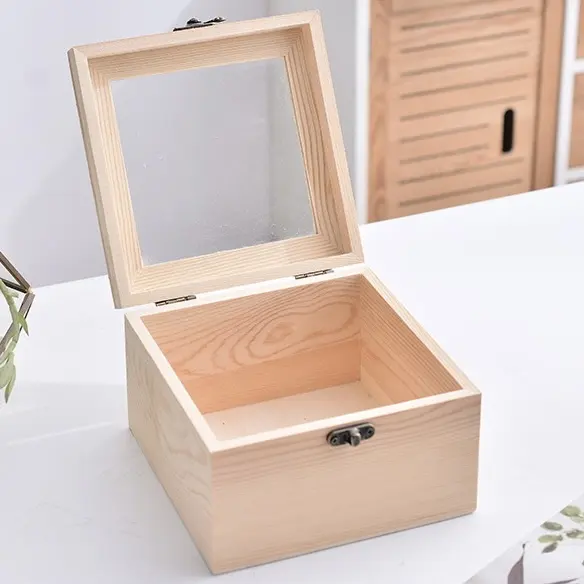 Caja de regalo de madera vacía personalizada de fábrica para tarjetas de fotos recuerdos regalo de aniversario de boda Día de San Valentín