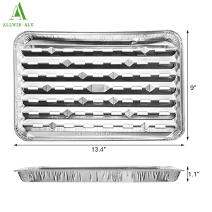 Thực Phẩm Cấp Hình Chữ Nhật Nướng Toppers Với Lỗ Dùng Một Lần Nướng Thịt Nướng Nhôm Chảo BBQ Nhỏ Giọt <span class=keywords><strong>Pan</strong></span> - Product Image 3