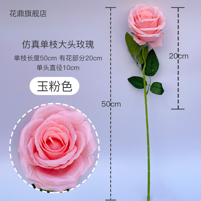 กุหลาบหัวใหญ่ก้านเดี่ยวสีชมพูหยก