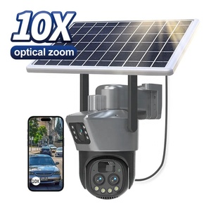 EseeCloud <span class=keywords><strong>10X</strong></span> <span class=keywords><strong>Zoom</strong></span> 4G Sim çift Lens güneş enerjili Bullet açık üç Lens PTZ otomatik izleme kablosuz Wifi IP kameralar güvenlik