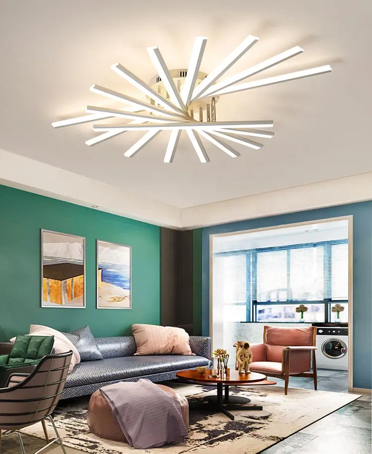 New Design Dimmable Remote Control Linear Modern LED Chandelier Acrylic Lights For Living Room Ceiling Lamp Home Lighting