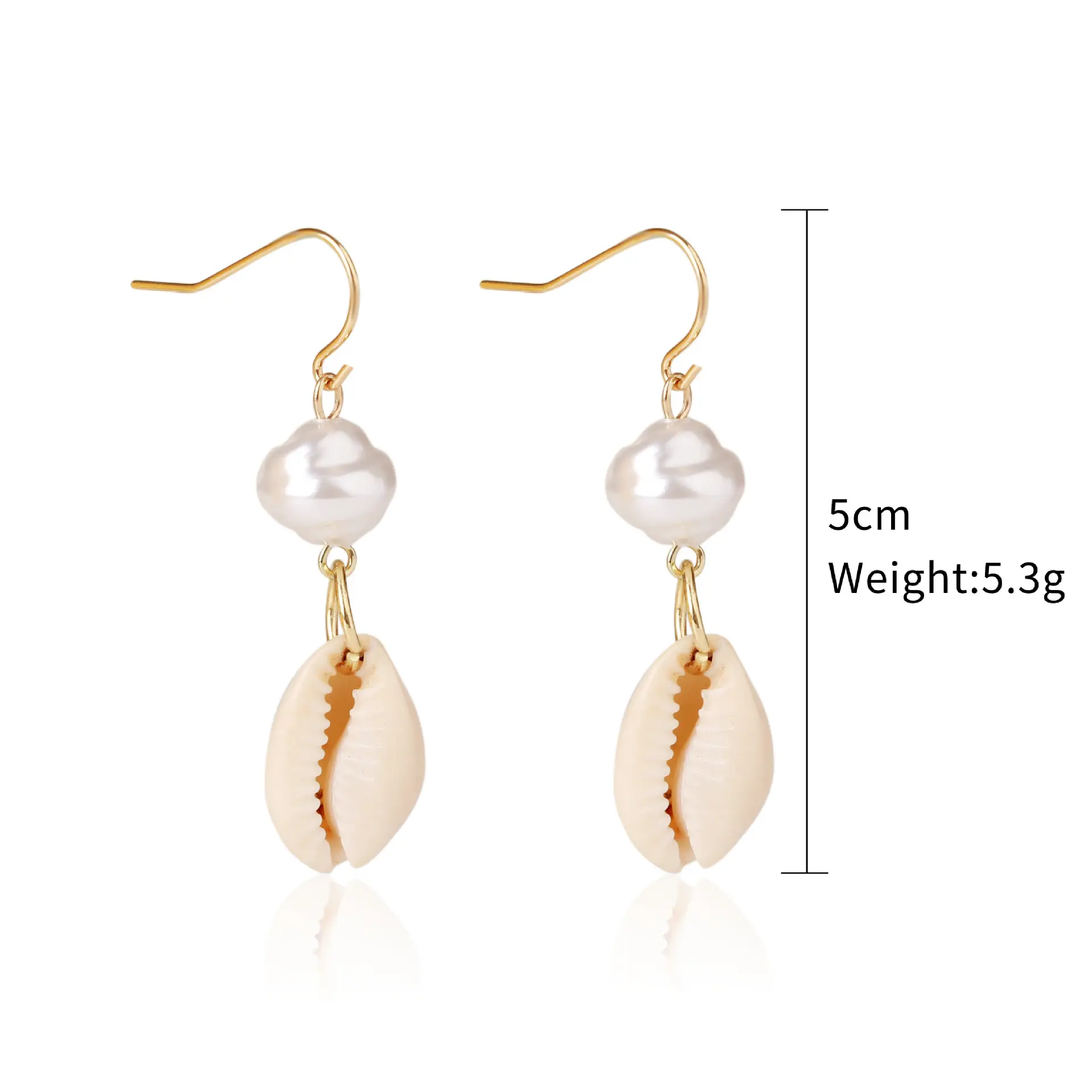 BOHEMIA Ins Fashion White Shell Pendant Earrings Natural Shell Pearl Stud Earrings For Girls Sweet Jewelry Gift