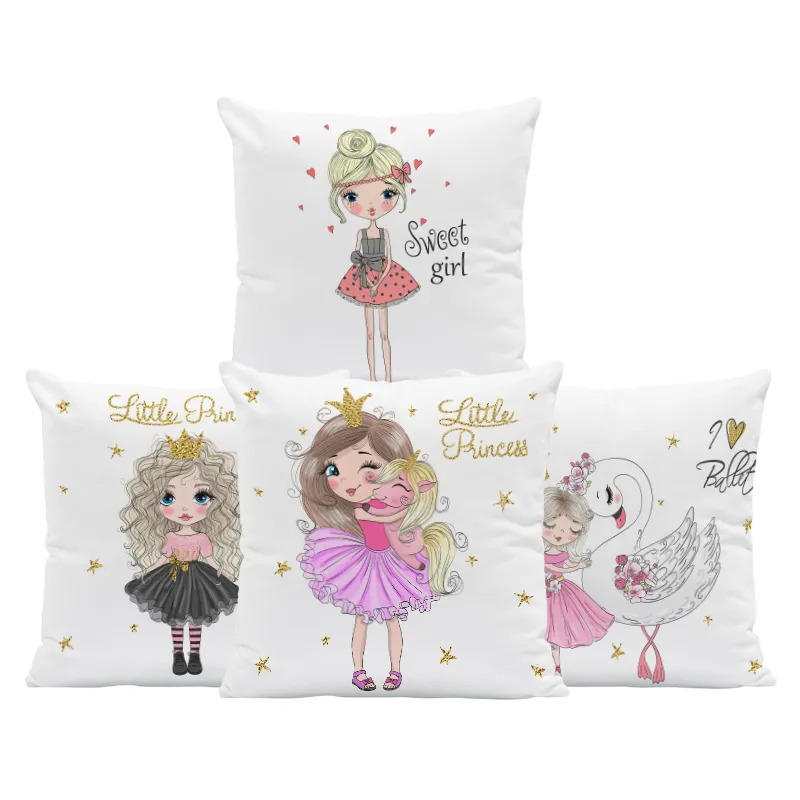 Cojín de Castillo de dibujos animados para niños, cojines decorativos de princesa para habitación, funda de almohada