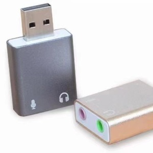 Aluminum Alloy <strong>USB</strong> Sound Card Single Headphone <strong>Output</strong> and Single Microphone <strong>Input</strong> Live Streaming Accessory