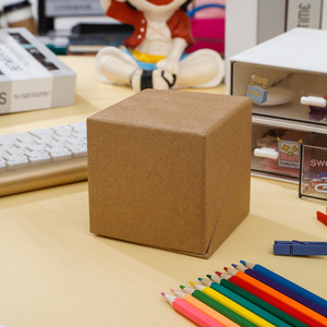 Bloc de notas de cubo de papel Kraft ecológico personalizado, notas adhesivas de escritorio autoadhesivas con portalápices - Product Image 3