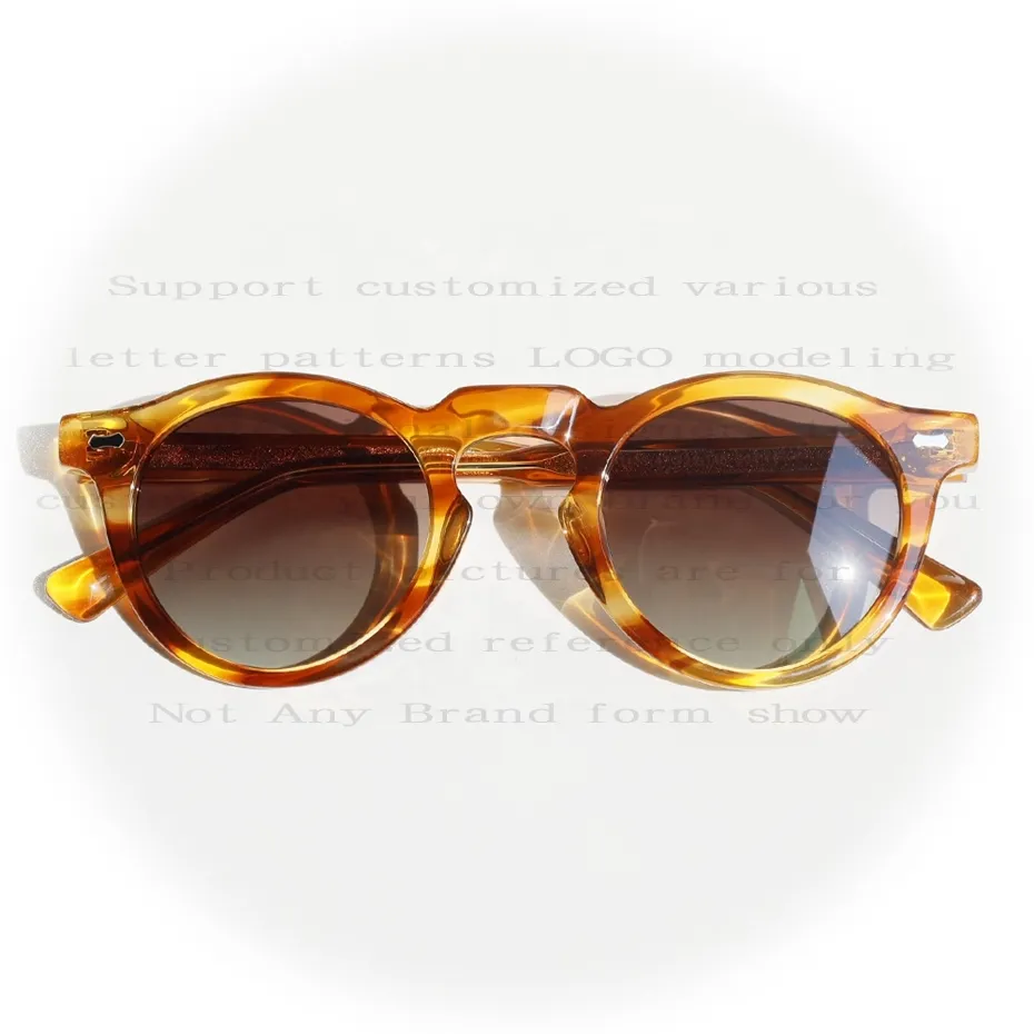 Óculos de sol unissex de aceta retrô de 2024 espessura moda luxuosa masculina e feminina