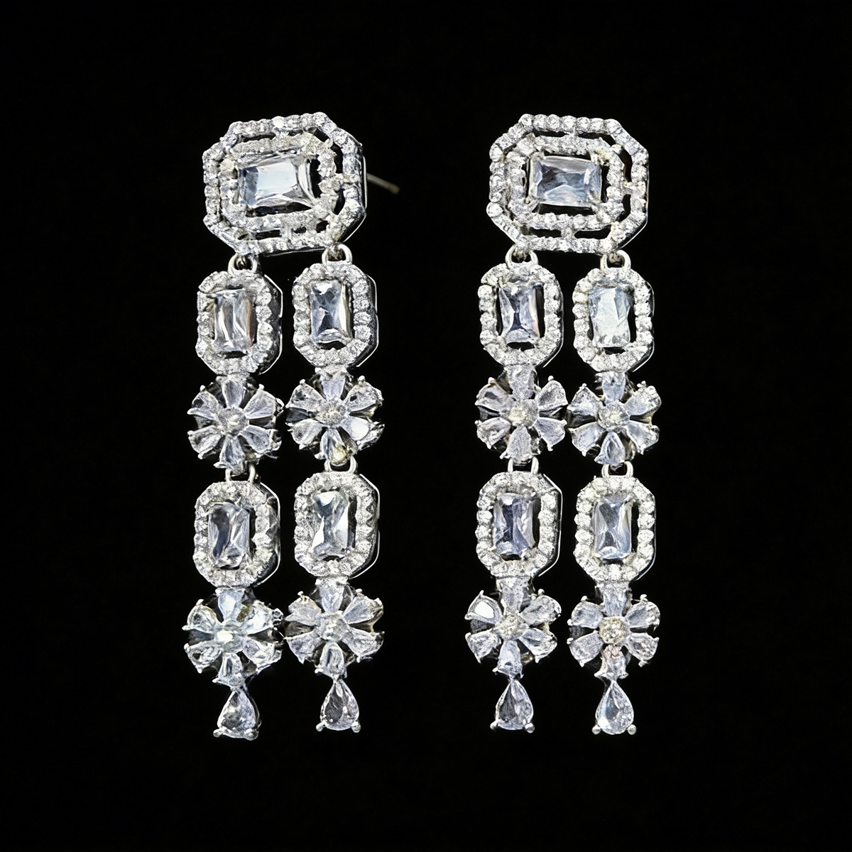 Boucles d'oreilles zircon blanc base argent