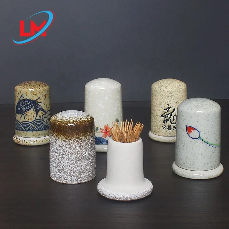 Copo de cotonete de cerâmica pintado estilo chinês para comida, cotonete de cotonete com tampa, à prova de poeira, vintage, para uso doméstico